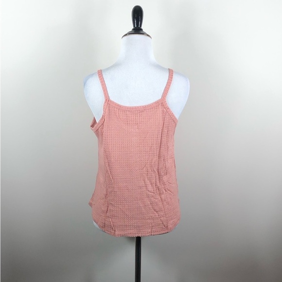 Pink Top Waffle Knit Button Detail Tank - Picture 5 of 5